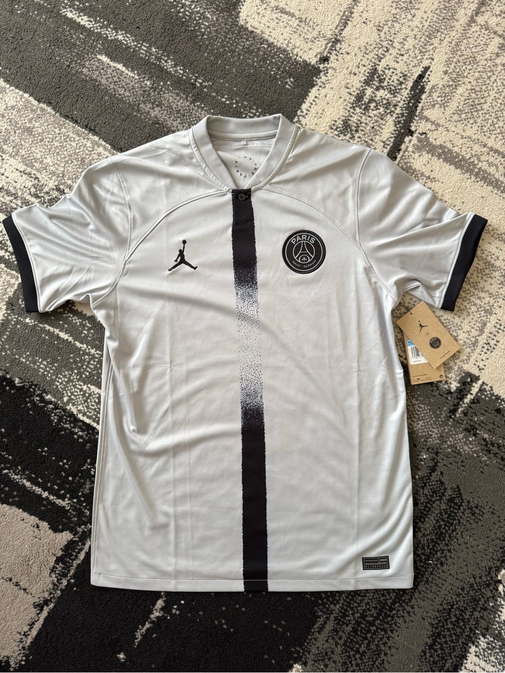 Jordan White & Black PSG Short Sleeve Football Shirt